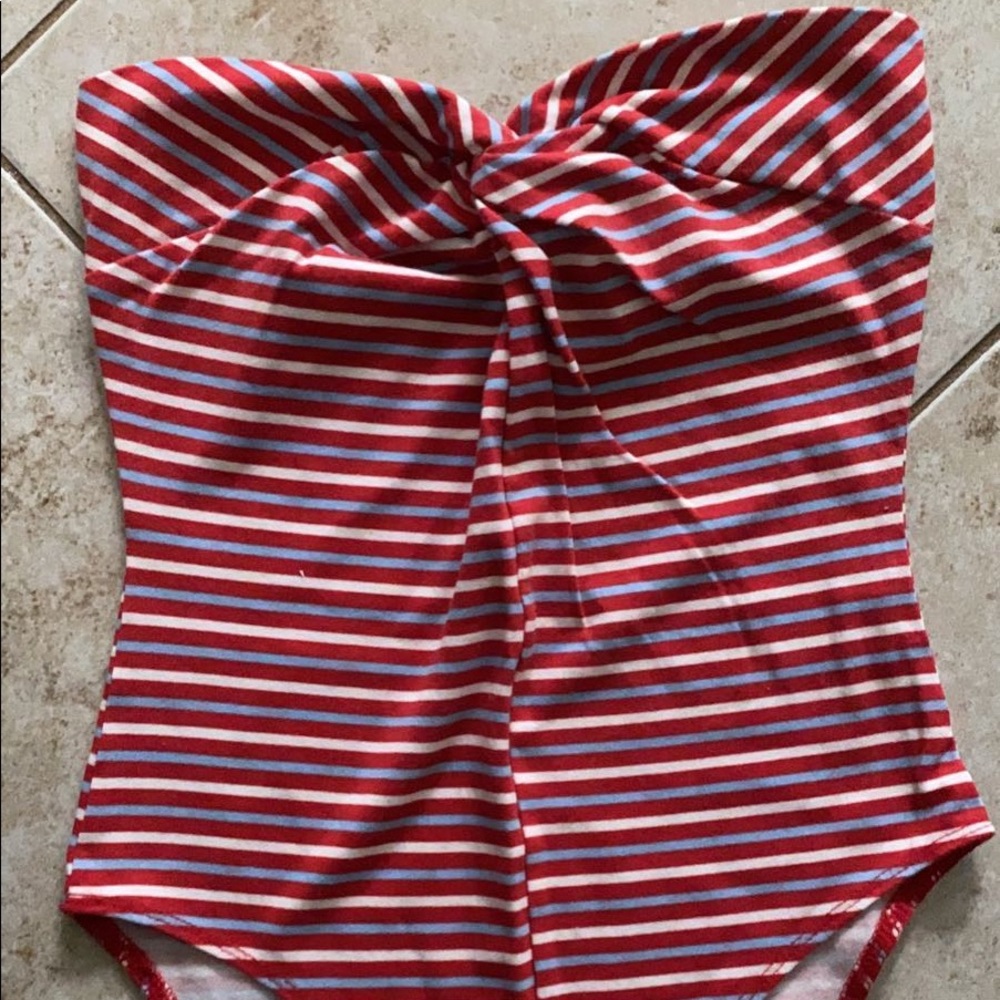 Red and blue bodysuit